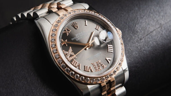 Rolex Datejust 36mm Aço e Rosé Mostrador Cinza Luneta Cravejada Pulseira Jubilee - Image 9