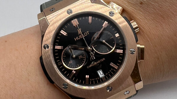 Hublot Classic Chrono Rosè 45mm Mostrador Preto Puls. Borracha/CouroP - Image 3