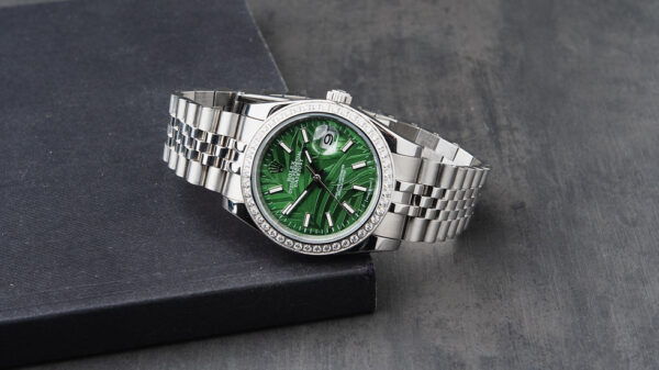 Rolex Datejust 36mm Aço Mostrador Verde-Folhas Luneta Abaulada Pulseira Jubilee - Image 5