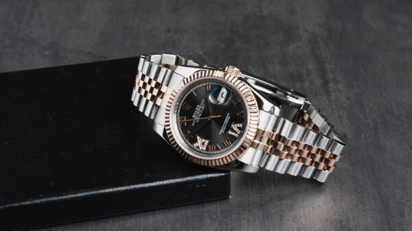 Rolex Datejust 36mm Aço/Rosé, Mostrador Cinza Luneta Canelada Pulseira Jubilee - Image 6