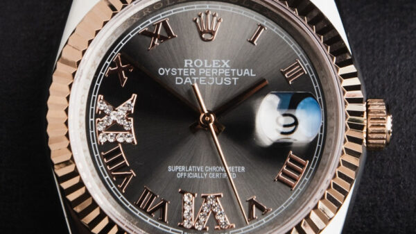 Rolex Datejust 36mm Aço/Rosé, Mostrador Cinza Luneta Canelada Pulseira Jubilee - Image 3