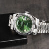 Rolex Day-Date 40mm Aço, Mostrador Verde Luneta Canelada Pulseira President - Imagem 4