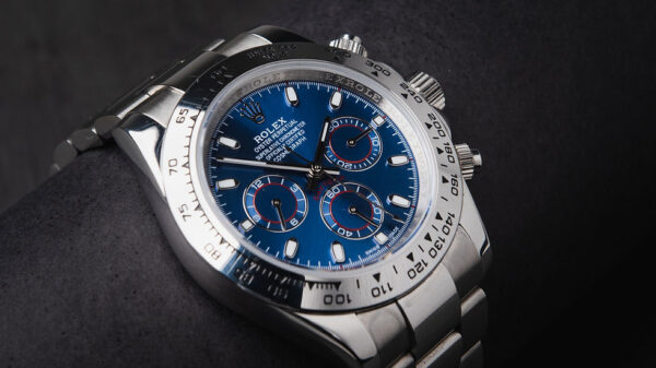 Rolex Daytona 40mm Aço Mostrador Azul Luneta Aço Pulseira Oyster