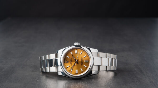 Rolex Oyster Perpetual 41/36mm Aço Mostrador Amarelo Luneta Baulada Puls. Oyster - Image 6