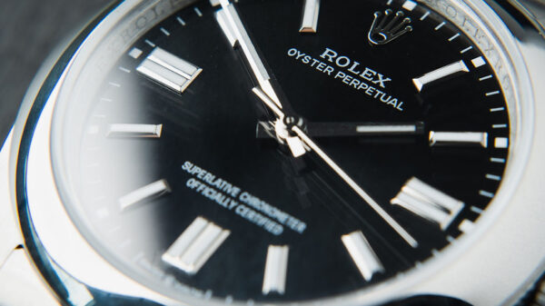 Rolex Oyster Perpetual 41/36mm Aço Mostrador Preto Luneta Baulada Puls. Aço - Image 7