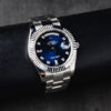 Rolex Day-Date 40mm Aço Mostrador Azul Luneta Canelada Pulseira Oyster - Imagem 2