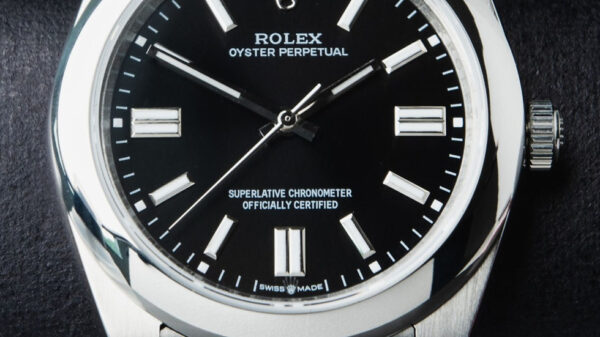 Rolex Oyster Perpetual 41/36mm Aço Mostrador Preto Luneta Baulada Puls. Aço - Image 5